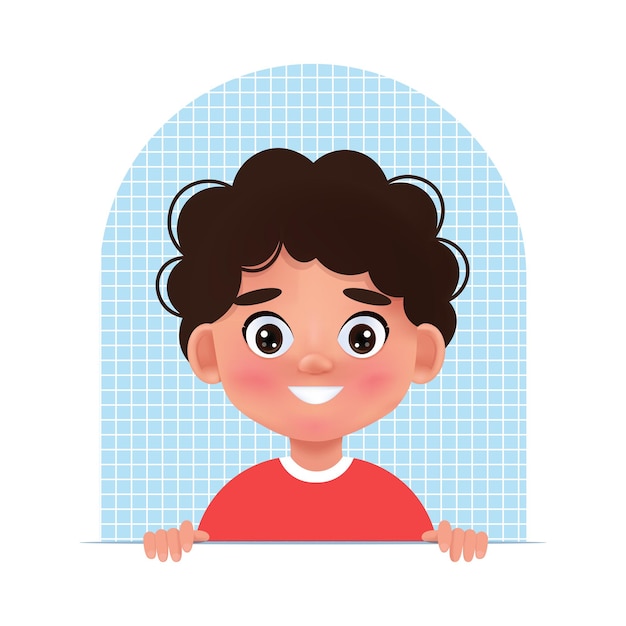 Enfrenta o avatar infantil. retrato de jovem. ilustração vetorial no estilo cartoon 3d