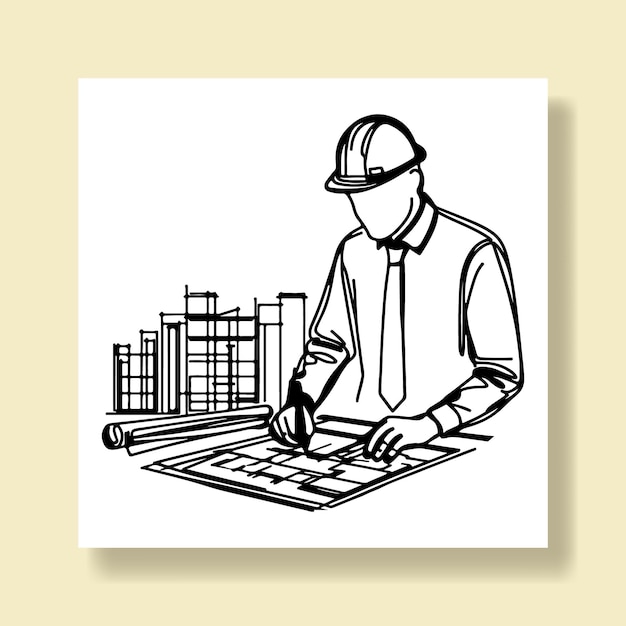 Engenheiro projetando um plano para um edifício