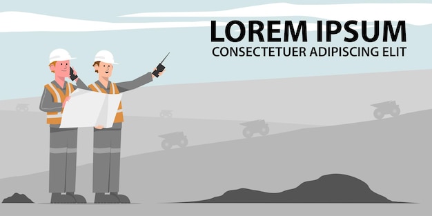 engenheiros de mina de carvão de ilustração plana