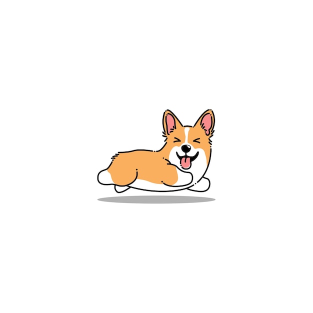 Vetor engraçado, corgi, cachorro, executando, caricatura, vetorial, ilustração