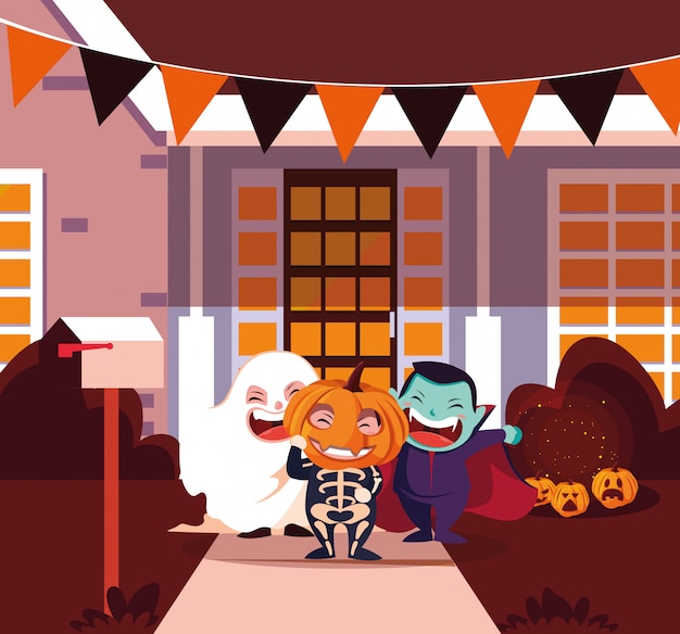 Engraçado crianças disfarçadas para o halloween