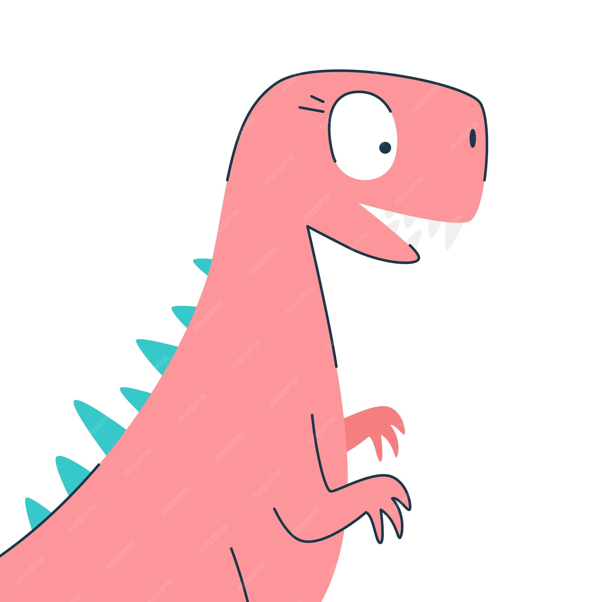 Engraçado desenho animado fofo dinossauro rosa fofa garota feliz