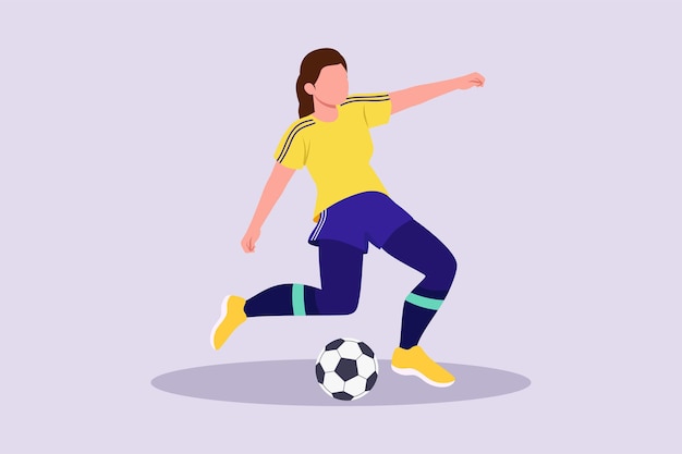 Engraçado jogador de futebol feminino conceito colorido vetor plano ilustração isolado