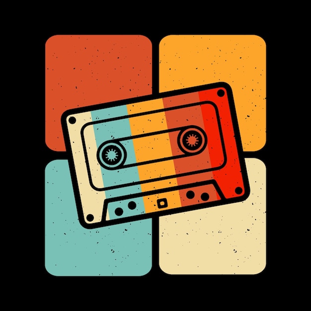 Engraçado Old School Hip Hop Retro Vintage Cassete de Música Mixtape Design de T-shirt