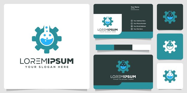 engrenagem abstrata com design de logotipo de laboratório