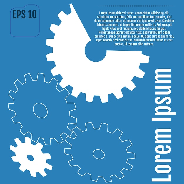 Vetor engrenagens com o modelo de vetor infográfico de fundo azul ilustração vetorial