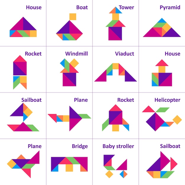 Quebra-Cabeça Chinês Tangram - Gráfico vetorial grátis no Pixabay - Pixabay