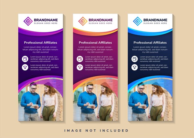 enrole o design do modelo de banners com manchete é afiliado profissional. espaço de foto e texto