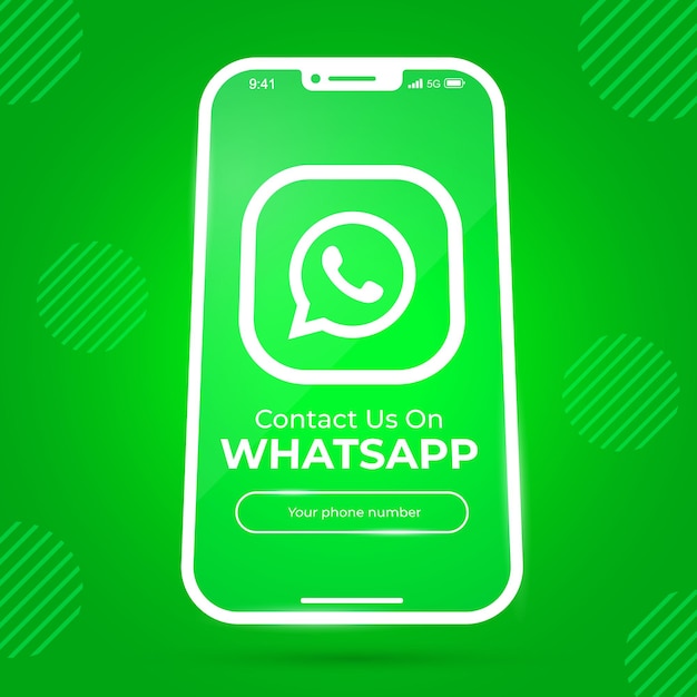 Vetor entre em contato conosco whatsapp no banner de tela do smartphone de mídia social