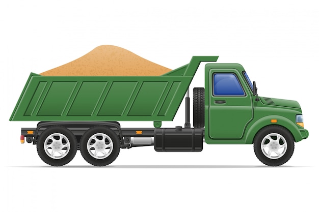 Entrega de caminhão de carga e transporte de ilustração em vetor conceito materiais de construção