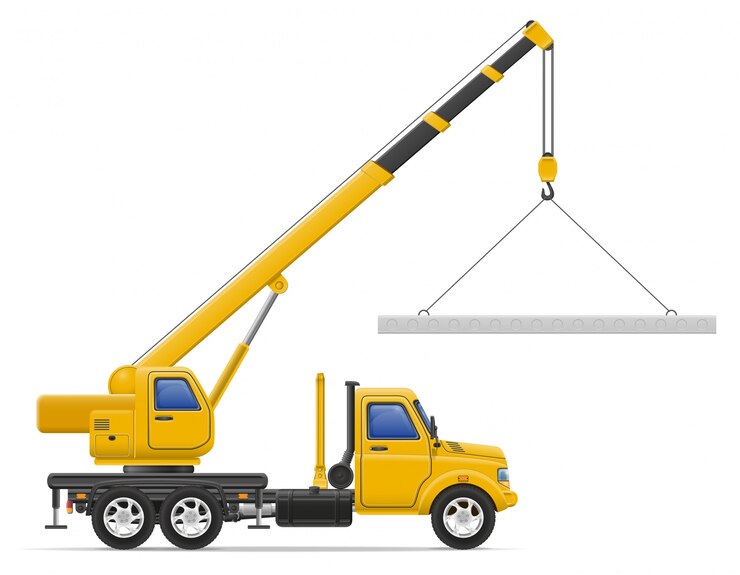 Vetor entrega de caminhão de carga e transporte de ilustração em vetor conceito materiais de construção