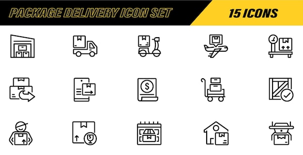 Vetor entrega e logística ícones de linha editável traço entrega logística carga transporte de mercadorias