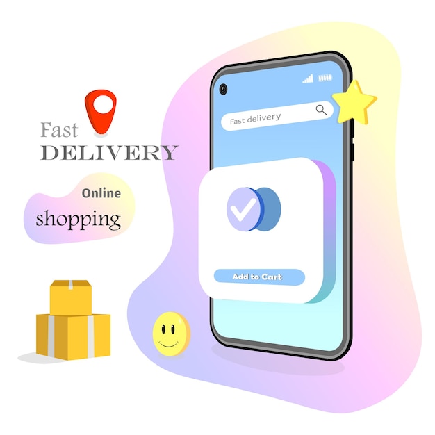 Entrega rápida on-line. loja online, aplicativo de delivery. encomendar mantimentos em casa