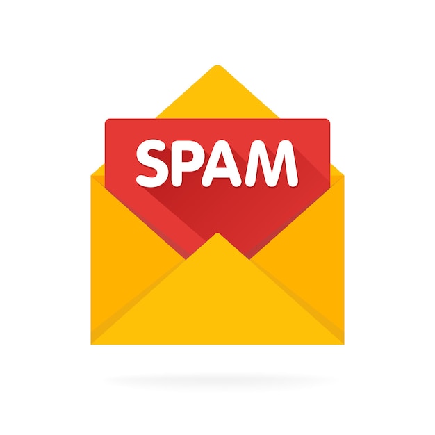 Envelope aberto com ilustração em vetor conceito vírus de spam.