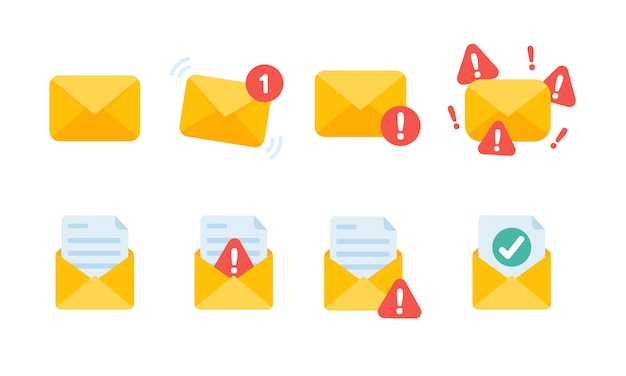 Envelope amarelo. o conceito de comunicação e notificação por email através de canais online.