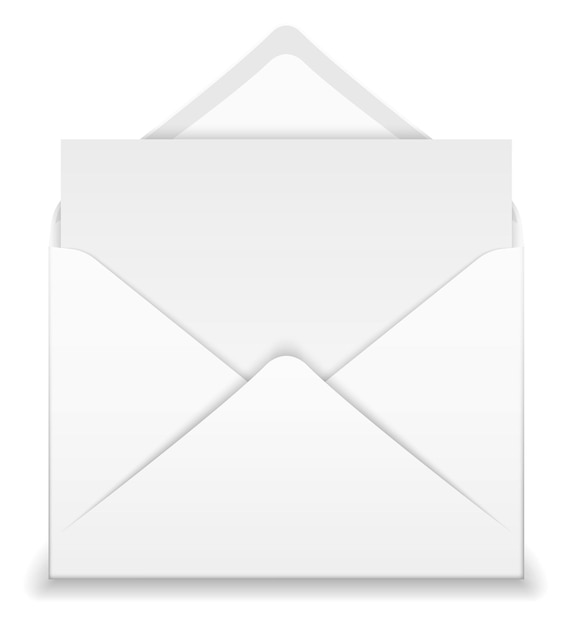 Vetor envelope branco, papel, correio, caricatura, ícone, postar, mensagem, isolado, branco, fundo