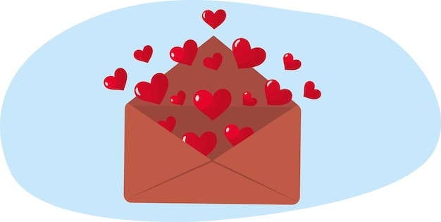 Envelope com corações. com amor. dia dos namorados. ilustração vetorial de alta qualidade.