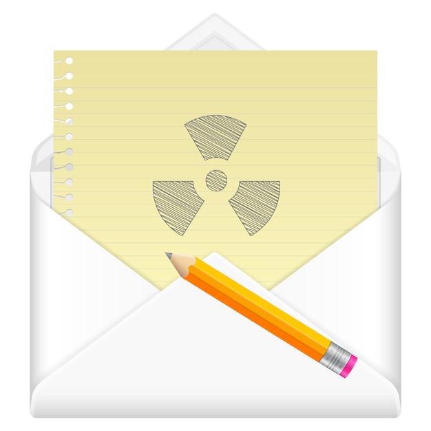 Envelope com desenho de símbolo de radiação