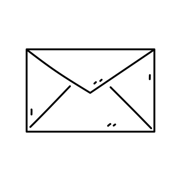 Vetor envelope fechado isolado em um fundo branco ilustração desenhada à mão vetorial em estilo doodle