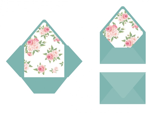 Vetor envelope floral com estilo de flor