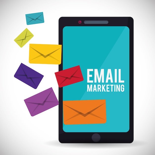 Vetor envelope smartphone e-mail marketing enviar ícone