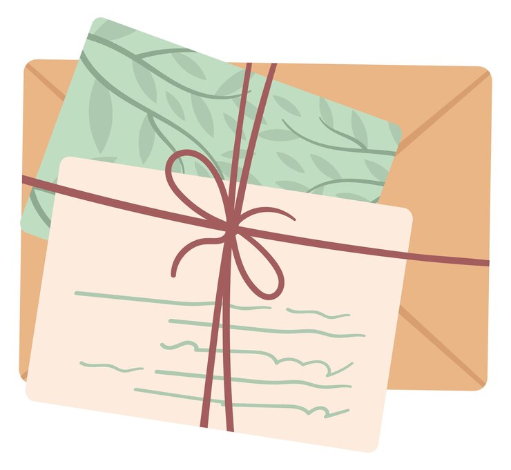 Vetor envelopes artesanais de correio de papel vintage e cartões amarrados com corda isolada em fundo branco