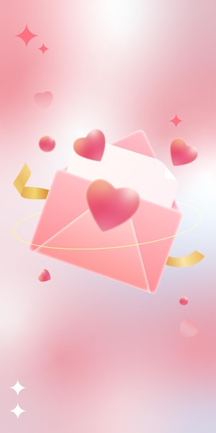Envelopes cor-de-rosa e amor