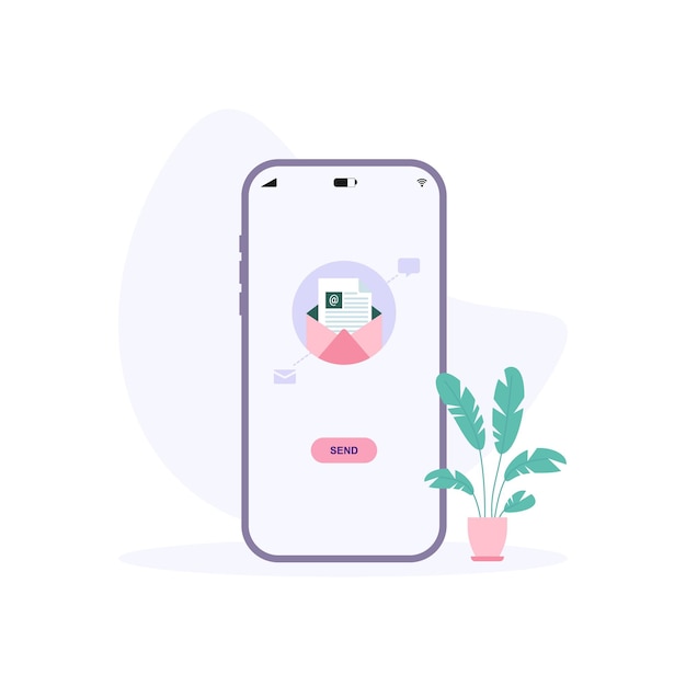 envie uma mensagem design plano de conceito on-line