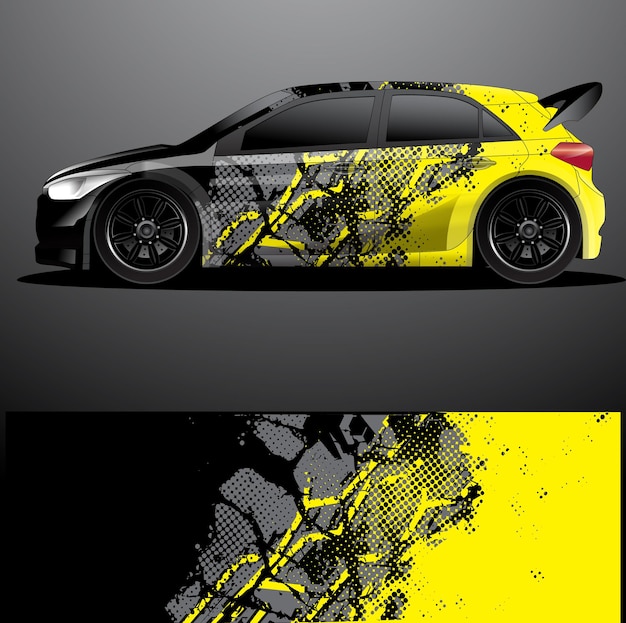 Envoltório gráfico de decalque de carro de rally