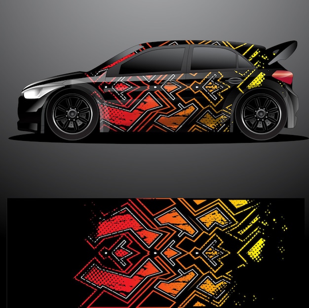 Envoltório gráfico de decalque de carro de rally