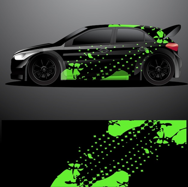 Envoltório gráfico de decalque de carro de rally