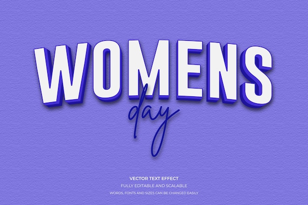 Vetor eps happy womens day 3d estilo de efeito de texto editável com fundo moderno
