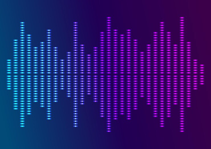 Vetor equalizador de música de cor ondas sonoras abstrato roxo fundo para diferentes eventos alegres ilustração vetorial eps 10 pode ser usado modelo de apresentação layout de folheto capa de revista moskup