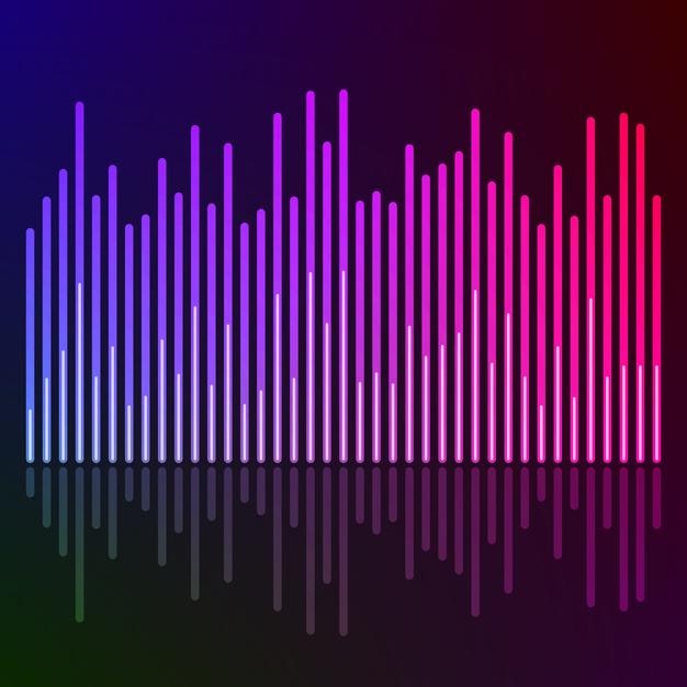 Equalizador de música de efeito brilhante fundo escuro