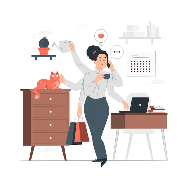 Equilíbrio entre a vida profissional e a vida pessoal Vector de ilustrações planas