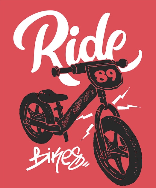 Equilíbrio impressão de bicicleta, gráficos de t-shirt, ilustração.