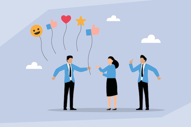 Equipa comemorando o feedback e a apreciação dos clientes
