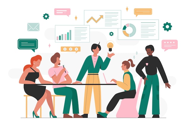 Equipa de empresários reunida à mesa para o trabalho de gestão de projectos com gráficos