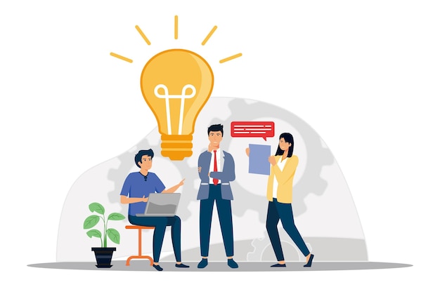 Equipa empresarial a discutir ideias para a criação de uma empresa