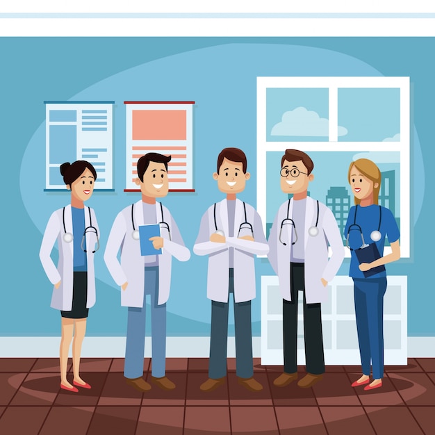 Equipa médica no escritório
