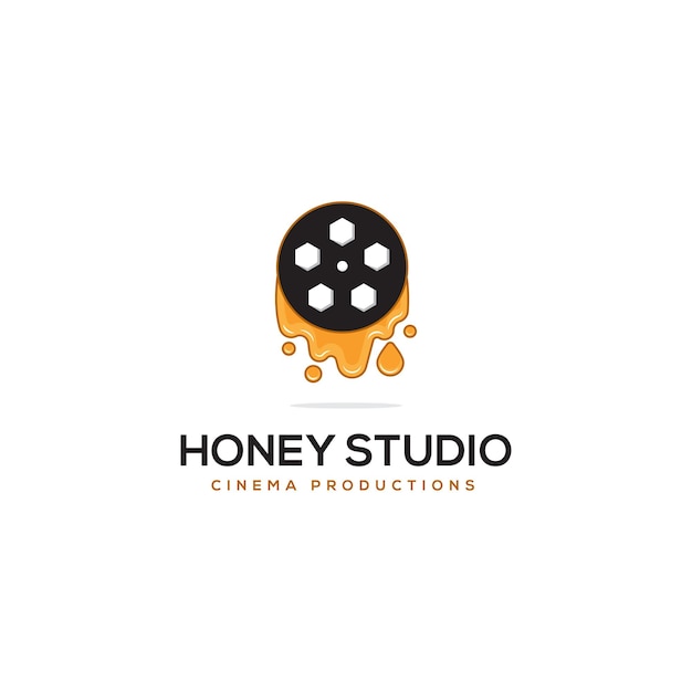 Equipamento de filme com design de logotipo de gota de mel logotipo de estúdio de mel vetor criador de filmes ótimo para uso da marca