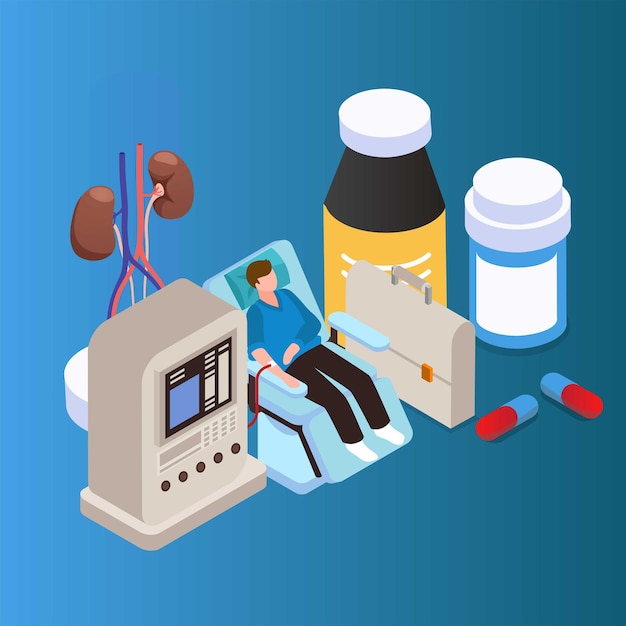 Equipamento de hemodiálise para tratamento de insuficiência renal isométrica 3d