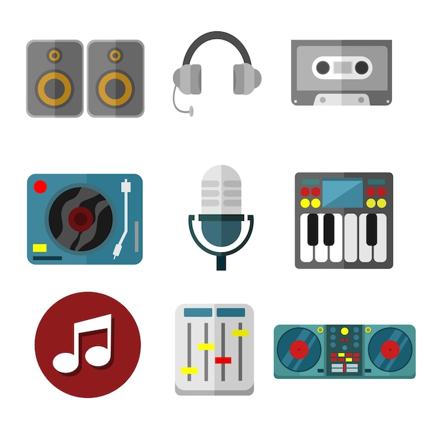 Vetor equipamento de instrumento de música ilustração vetorial conjunto de gráficos