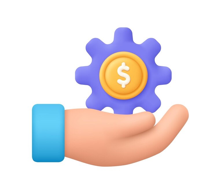 Vetor equipamento de manuseio com símbolo de moeda dólar processo de pagamento poupa dinheiro conceito ícone vetorial 3d