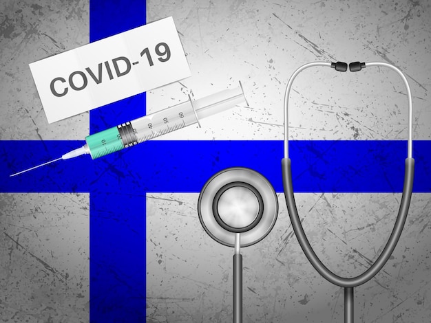 Equipamento médico na bandeira da finlândia