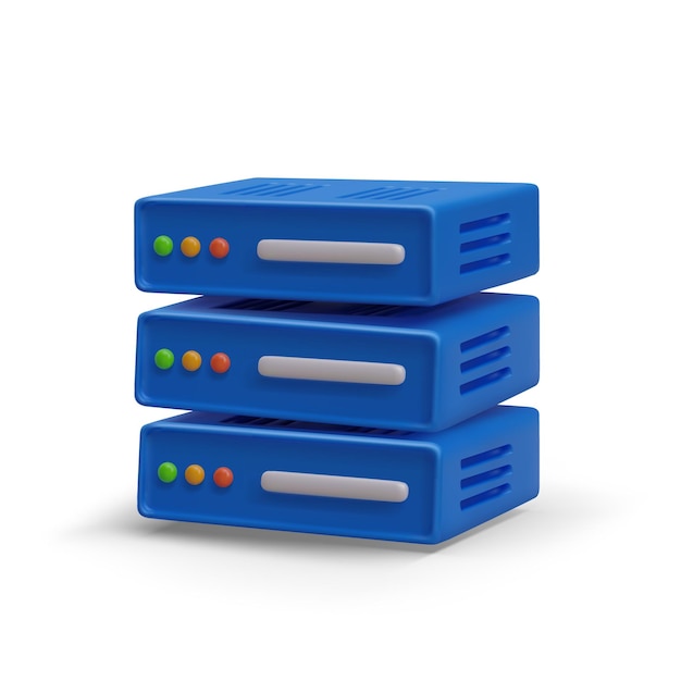 Vetor equipamento servidor 3d processamento de solicitações de clientes armazenamento e transferência de informações