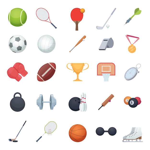 Equipamentos de ginástica. esporte bolas raquete recreação ginásio ferramentas para exercícios ilustrações vetoriais. bola de basquete e futebol, luva de treino