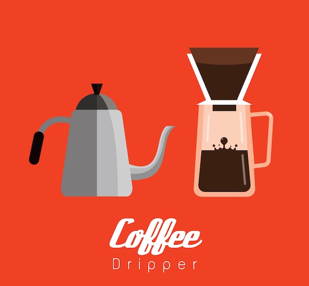 Equipamentos dripper de café. elementos de design planos. ilustração vetorial