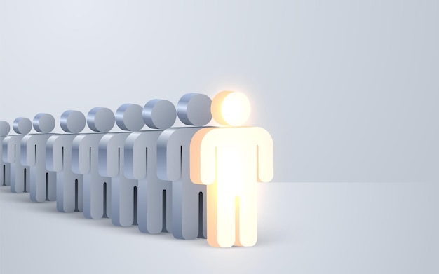 Equipe com o conceito de líder 3d renderizado pessoas