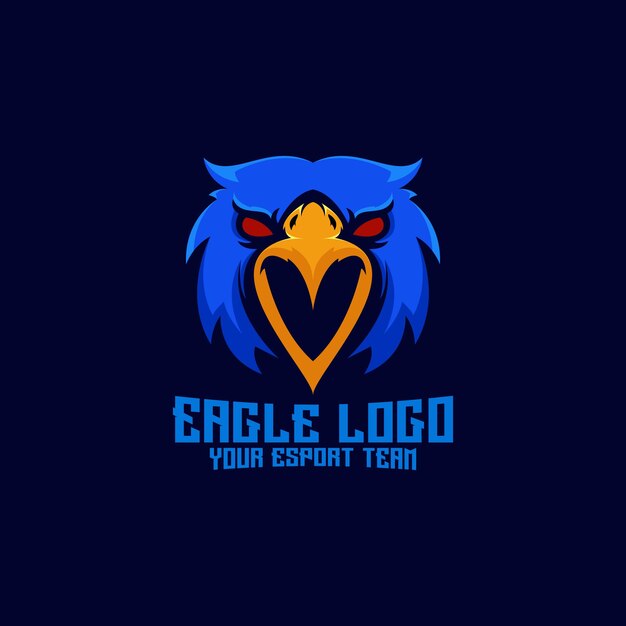 Equipe de esport de design de logotipo de cabeça de águia colorida